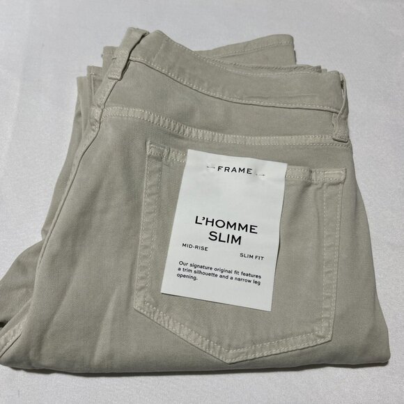 FRAME Denim Men's L'Homme Slim Fit Jeans Brushed Twill in Milk Beige New 34 $228 - Picture 1 of 10